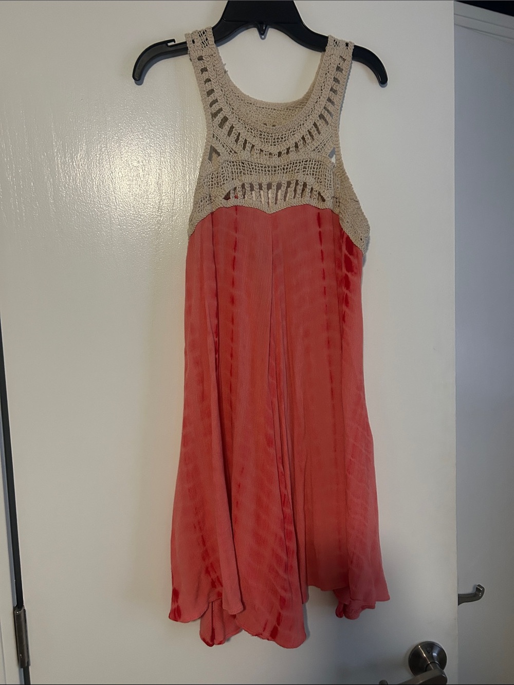 mittoshop Coral Pink Crochet top Mini Dress